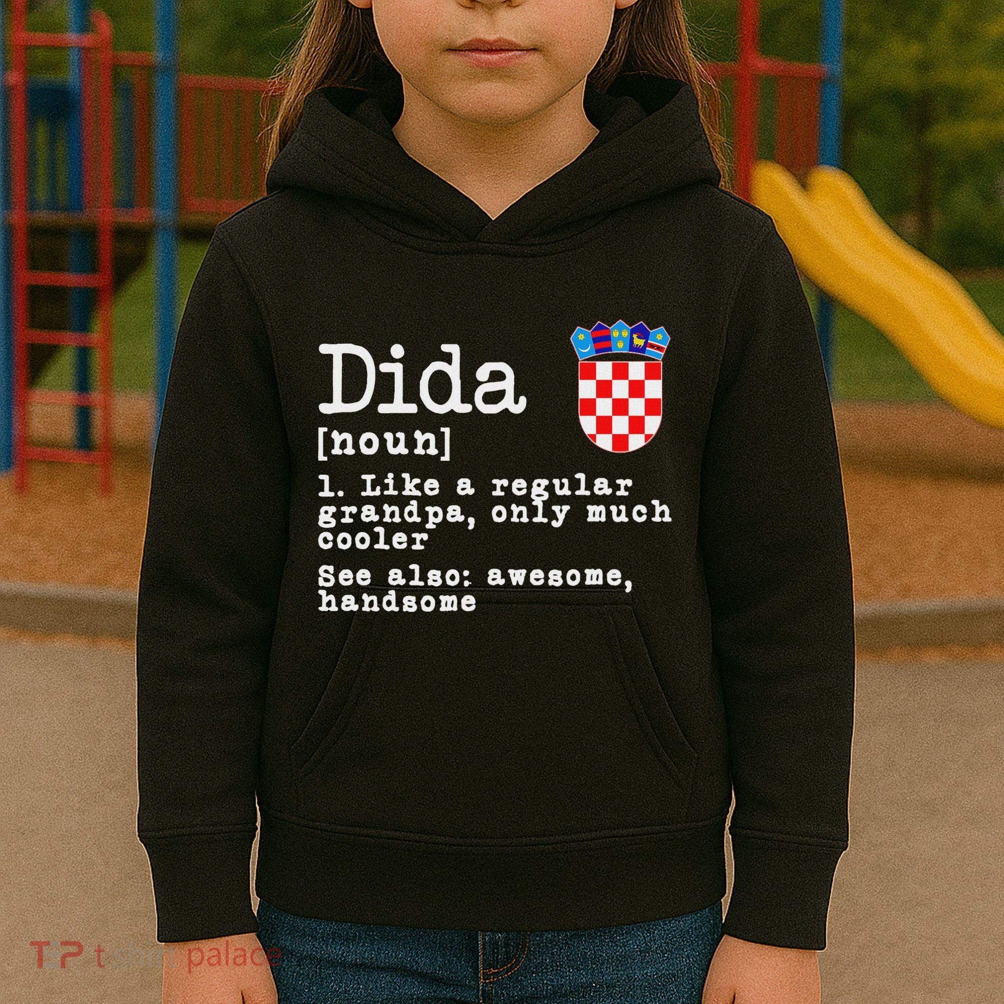 Dida Definition Funny Croatian Dad Croatia Flag Father’S Day Kids Hoodie