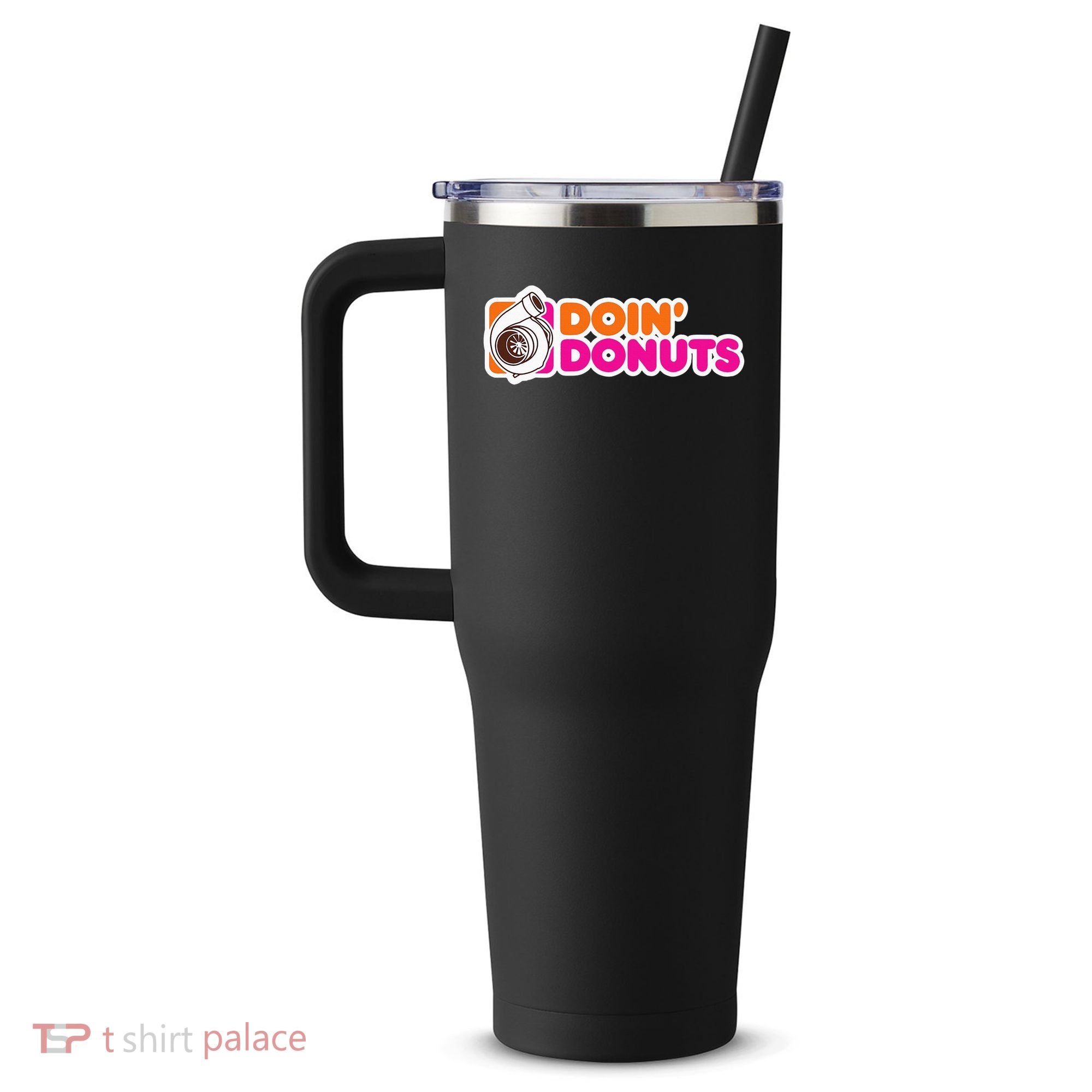 Doin' Donuts Funny Racing & Drift Car Enthusiast 40oz Vacuum Insulated Stainless Steel Travel Tumbler