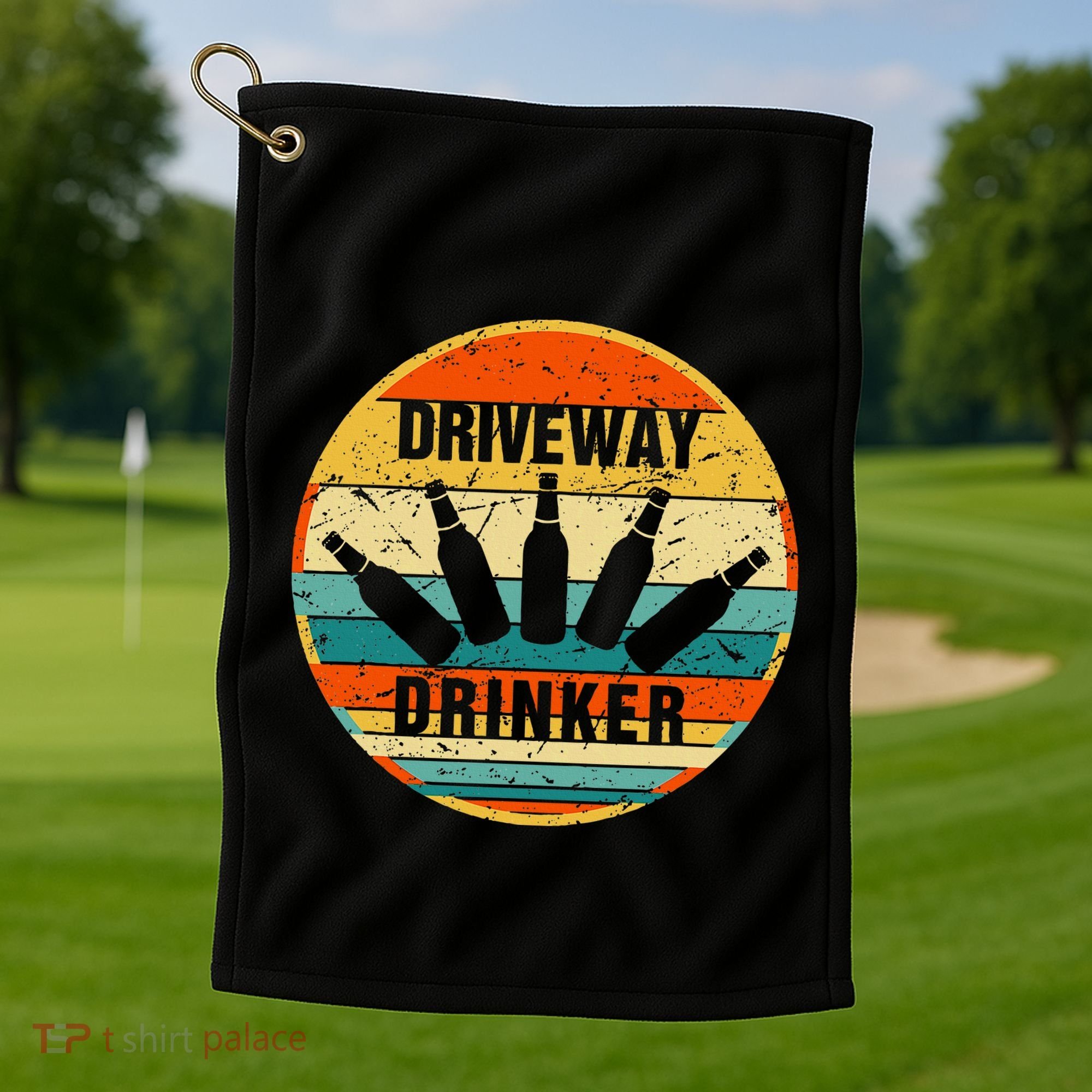 Driveway Drinker Funny Drinking Lover Humor For Dad Daddy Golf Towel