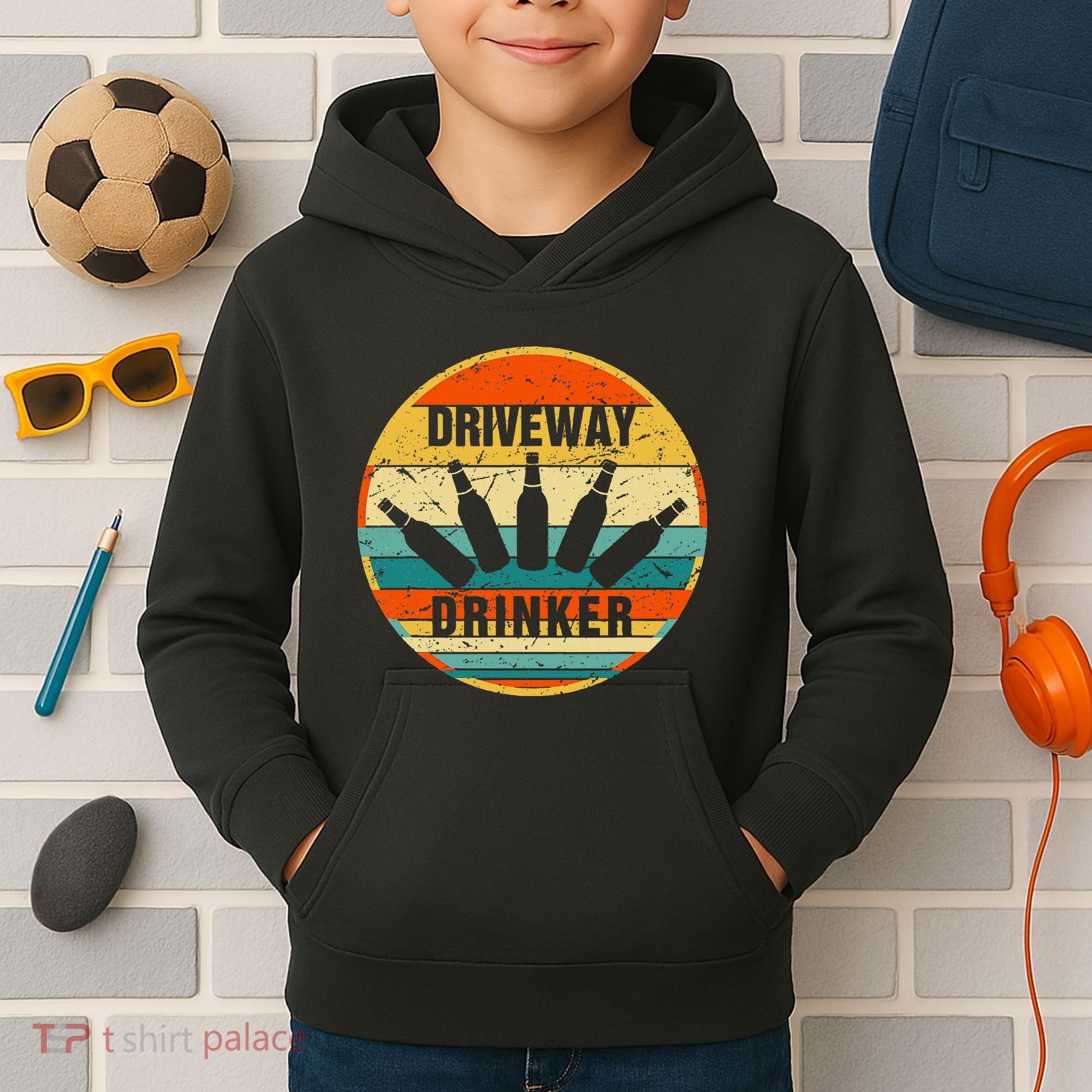 Driveway Drinker Funny Drinking Lover Humor For Dad Daddy Kids Hoodie