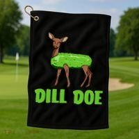 Dill Doe Funny Adult Humor Funny Nature Deer Redneck Golf Towel thumb 1