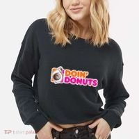Doin Donuts Funny Racing & Drift Car Enthusiast Cropped Pullover Crew thumb 2