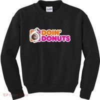 Doin Donuts Funny Racing & Drift Car Enthusiast Kids Sweatshirt thumb 0