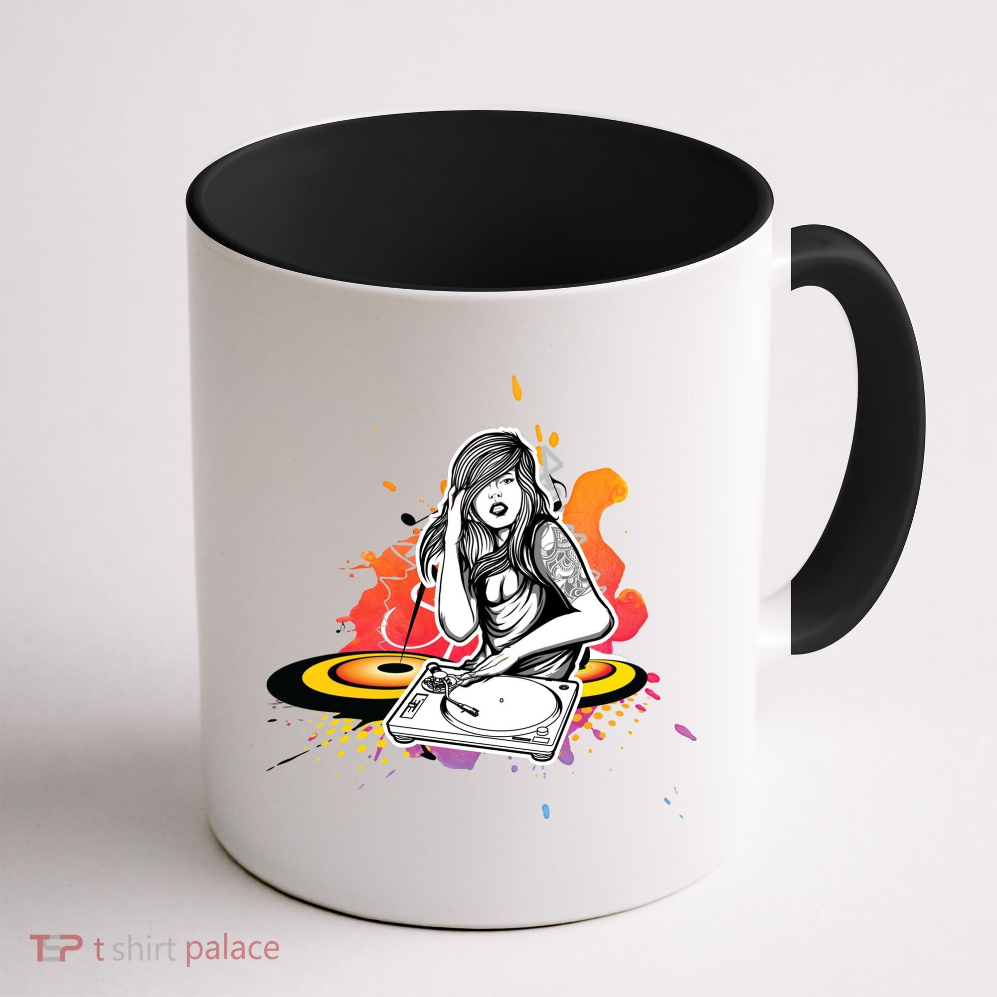Dj Deejay Girl Music Techno Headphones Turntable Pop Cute Gift Coffee Mug