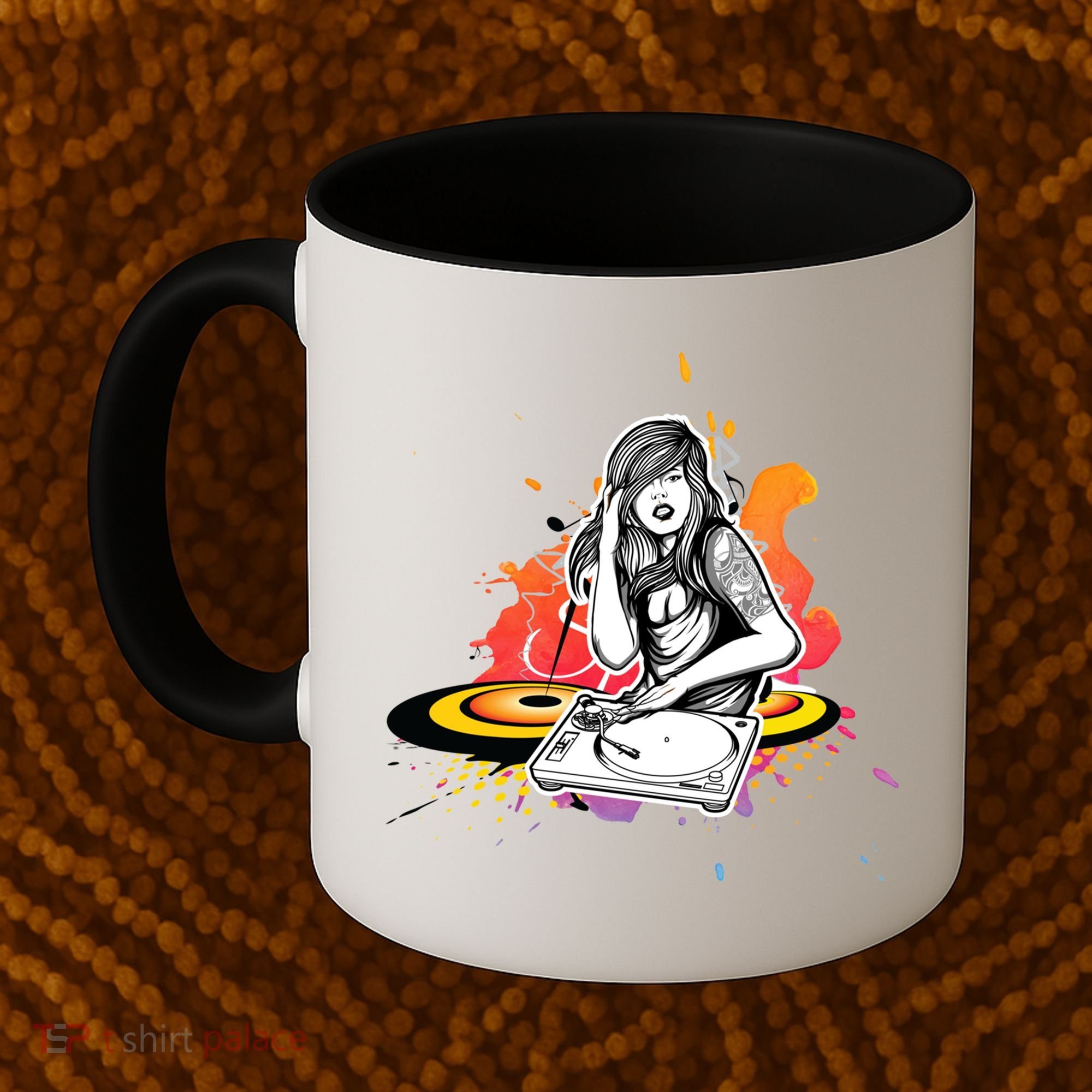 Dj Deejay Girl Music Techno Headphones Turntable Pop Cute Gift Coffee Mug