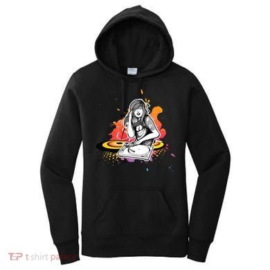 Dj Deejay Girl Music Techno Headphones Turntable Pop Cute Gift Women's Hoodie