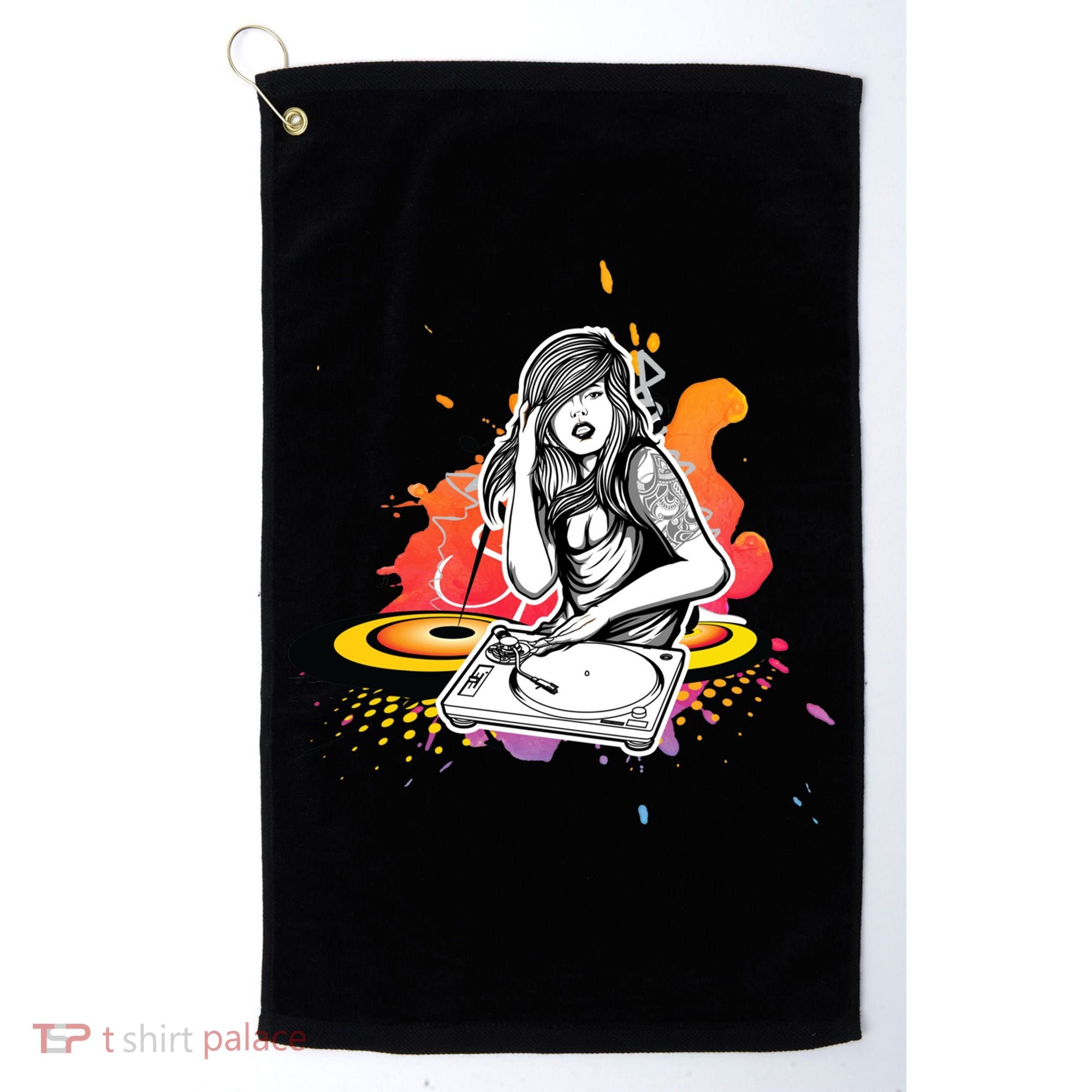 Dj Deejay Girl Music Techno Headphones Turntable Pop Cute Gift Golf Towel
