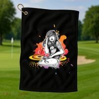 Dj Deejay Girl Music Techno Headphones Turntable Pop Cute Gift Golf Towel thumb 1