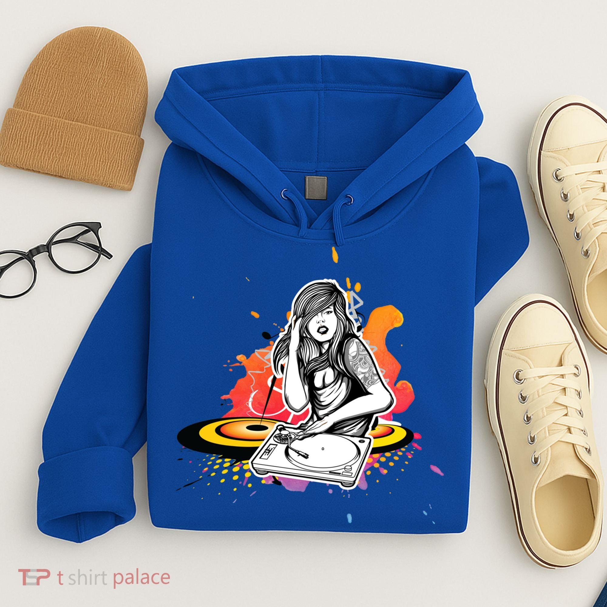 Dj Deejay Girl Music Techno Headphones Turntable Pop Cute Gift Hoodie