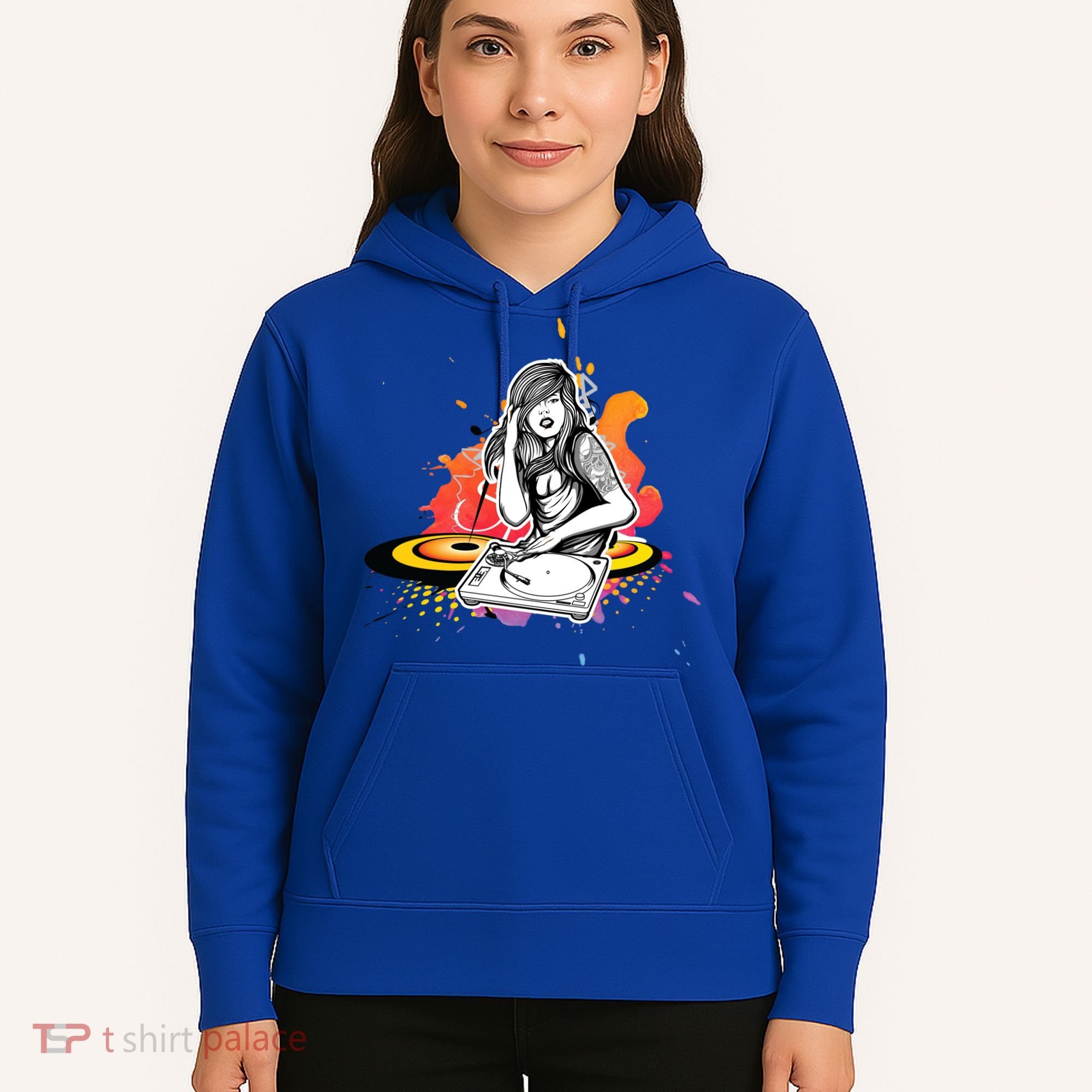 Dj Deejay Girl Music Techno Headphones Turntable Pop Cute Gift Hoodie