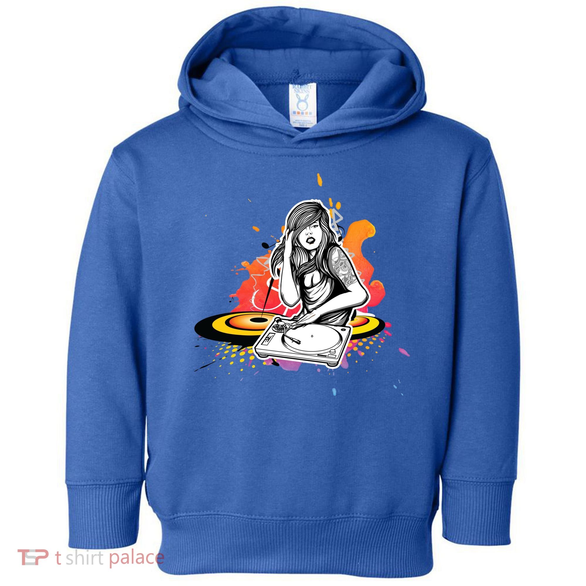 Dj Deejay Girl Music Techno Headphones Turntable Pop Cute Gift Toddler Hoodie