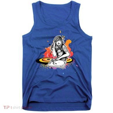 Dj Deejay Girl Music Techno Headphones Turntable Pop Cute Gift Tank Top