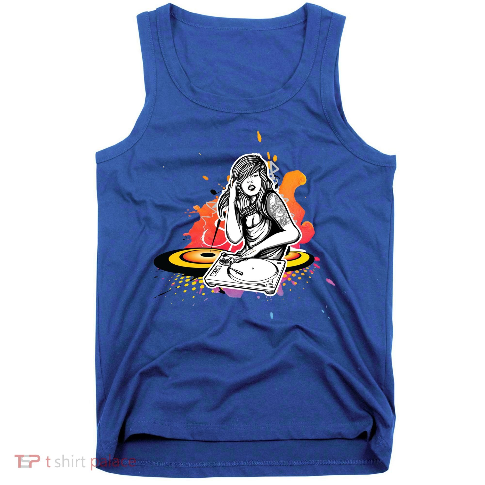 Dj Deejay Girl Music Techno Headphones Turntable Pop Cute Gift Tank Top
