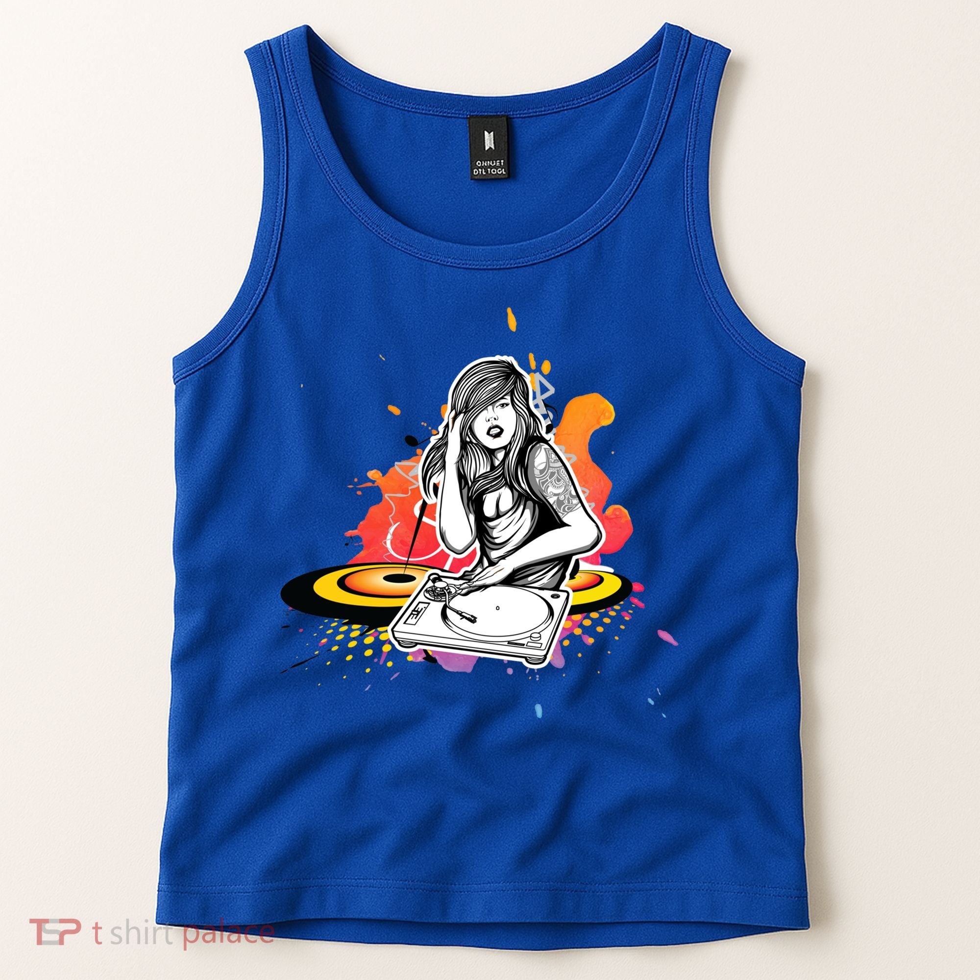 Dj Deejay Girl Music Techno Headphones Turntable Pop Cute Gift Tank Top