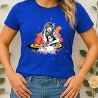 Dj Deejay Girl Music Techno Headphones Turntable Pop Cute Gift Women's T-Shirt thumb 2