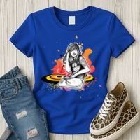 Dj Deejay Girl Music Techno Headphones Turntable Pop Cute Gift Women's T-Shirt thumb 3