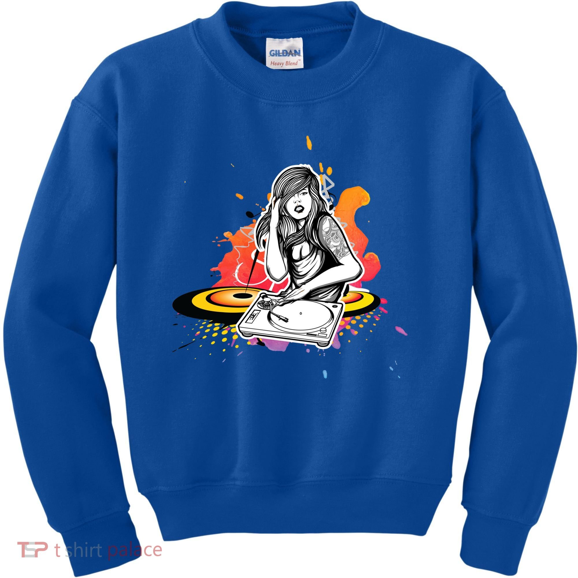 Dj Deejay Girl Music Techno Headphones Turntable Pop Cute Gift Kids Sweatshirt