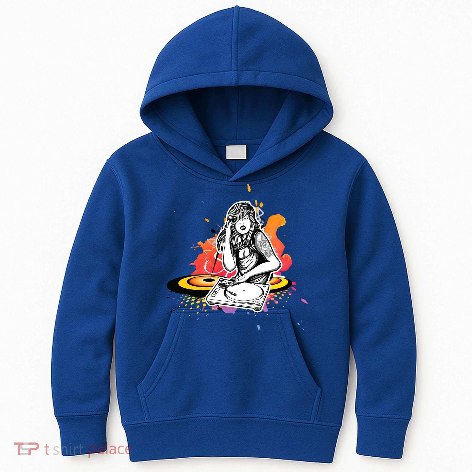 Dj Deejay Girl Music Techno Headphones Turntable Pop Cute Gift Kids Hoodie