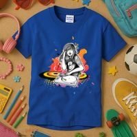 Dj Deejay Girl Music Techno Headphones Turntable Pop Cute Gift Kids T-Shirt thumb 3
