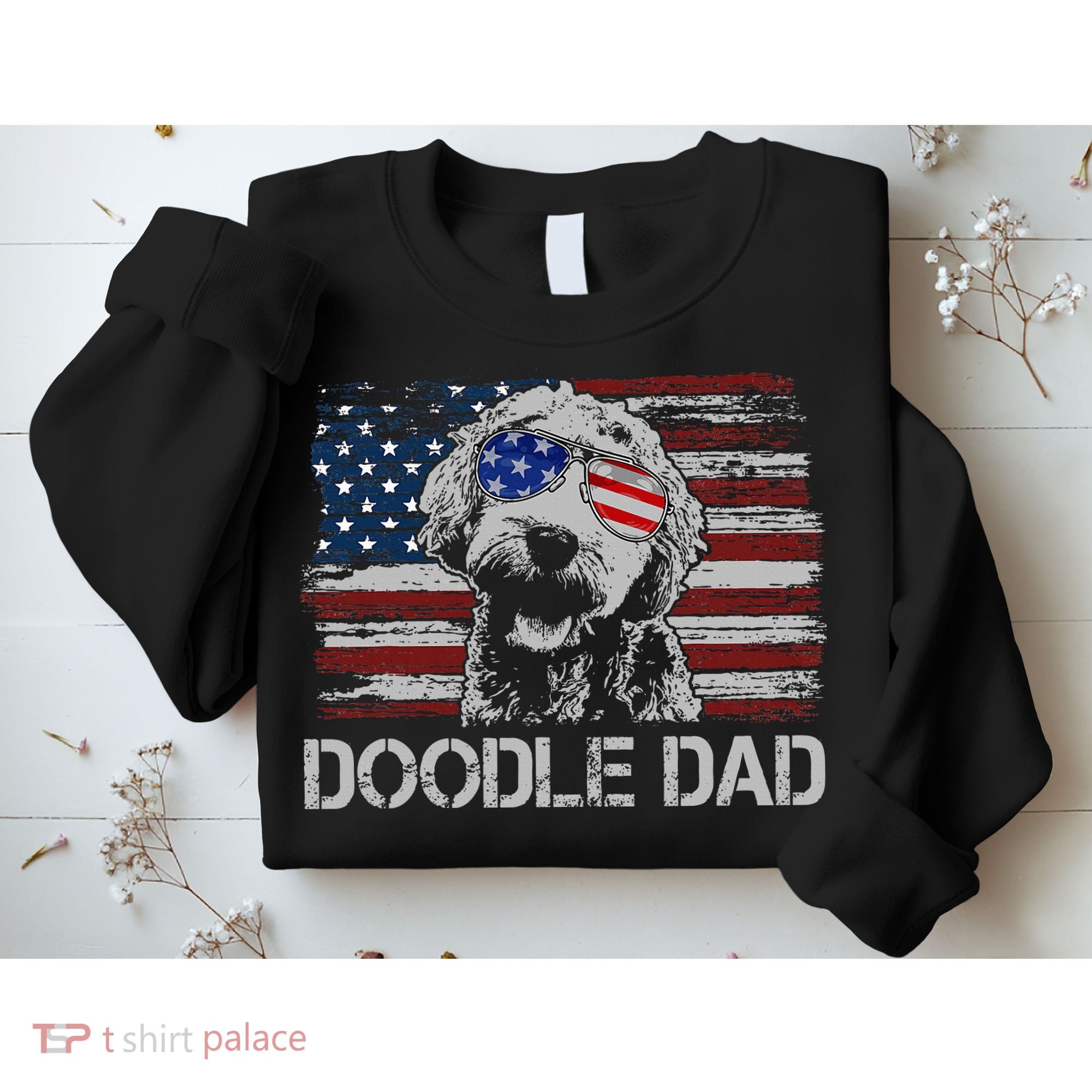 Doodle Dad Goldendoodle Dog American Flag 4th Of July Sweatshirt