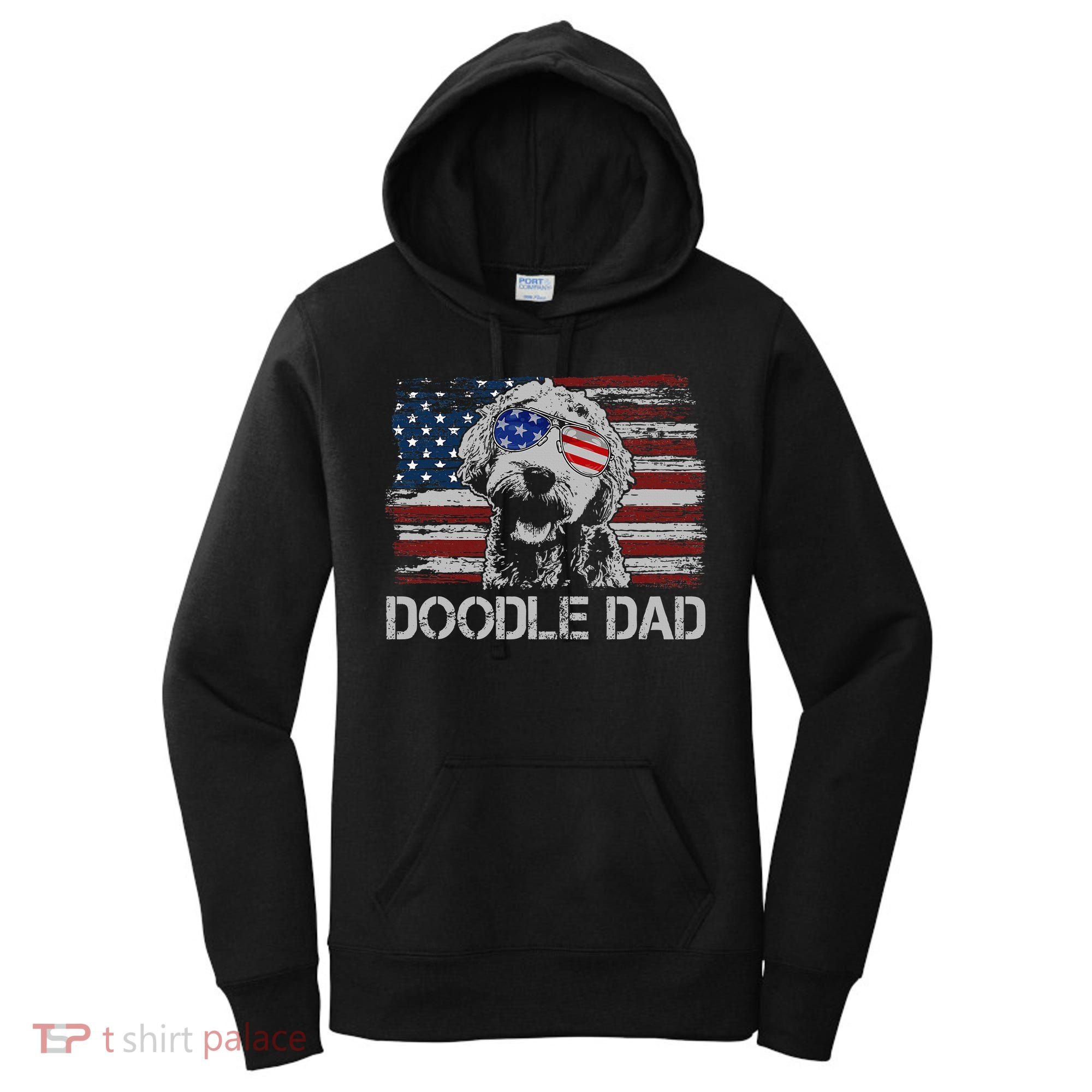 Doodle Dad Goldendoodle Dog American Flag 4th Of July Women's Hoodie