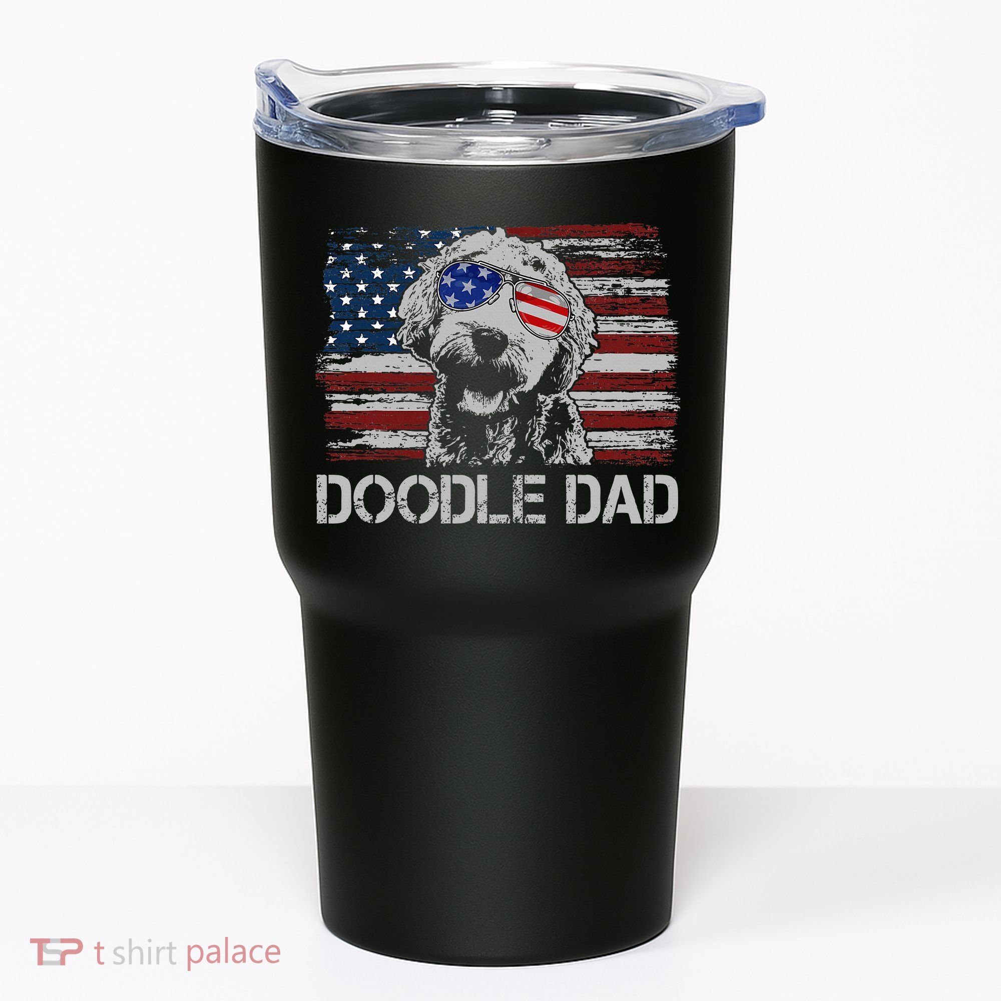 Doodle Dad Goldendoodle Dog American Flag 4th Of July Tumbler