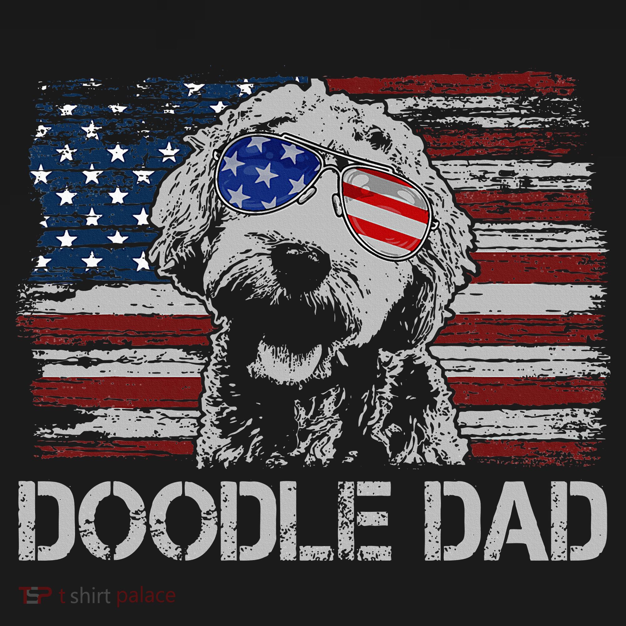 Doodle Dad Goldendoodle Dog American Flag 4th Of July Baby Bodysuit