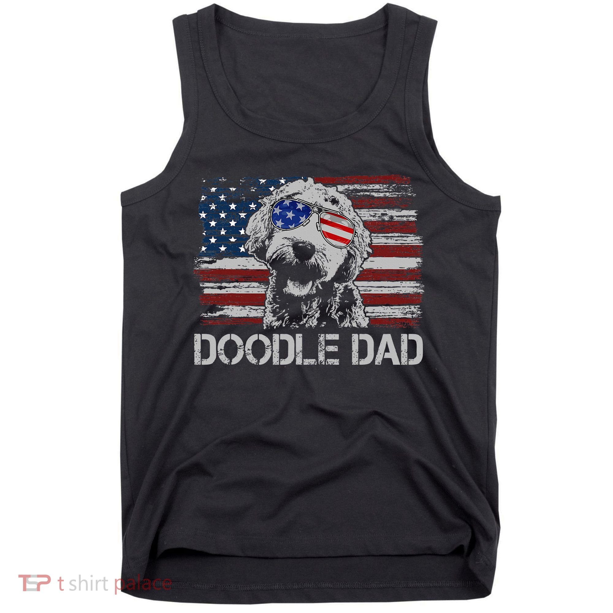 Doodle Dad Goldendoodle Dog American Flag 4th Of July Tank Top