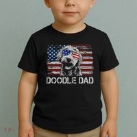 Doodle Dad Goldendoodle Dog American Flag 4th Of July Toddler T-Shirt thumb 2