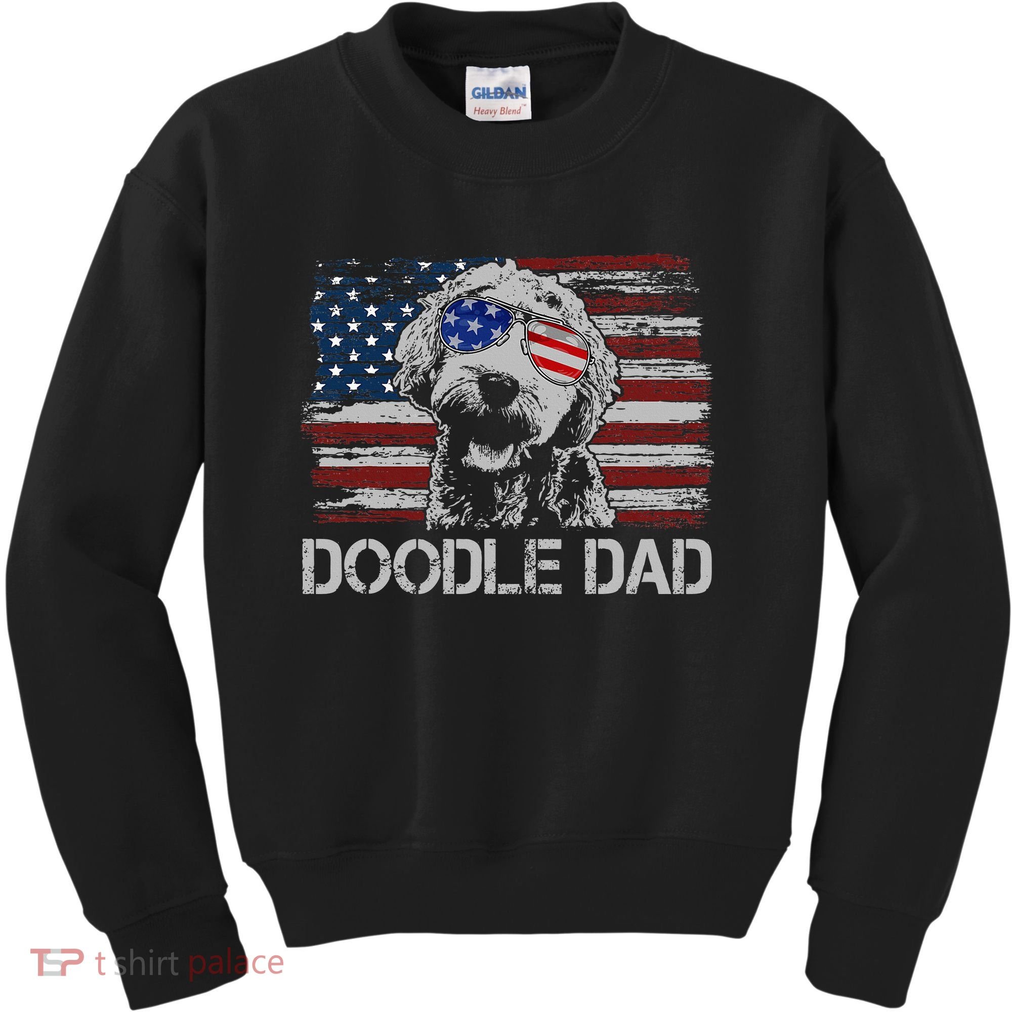 Doodle Dad Goldendoodle Dog American Flag 4th Of July Kids Sweatshirt