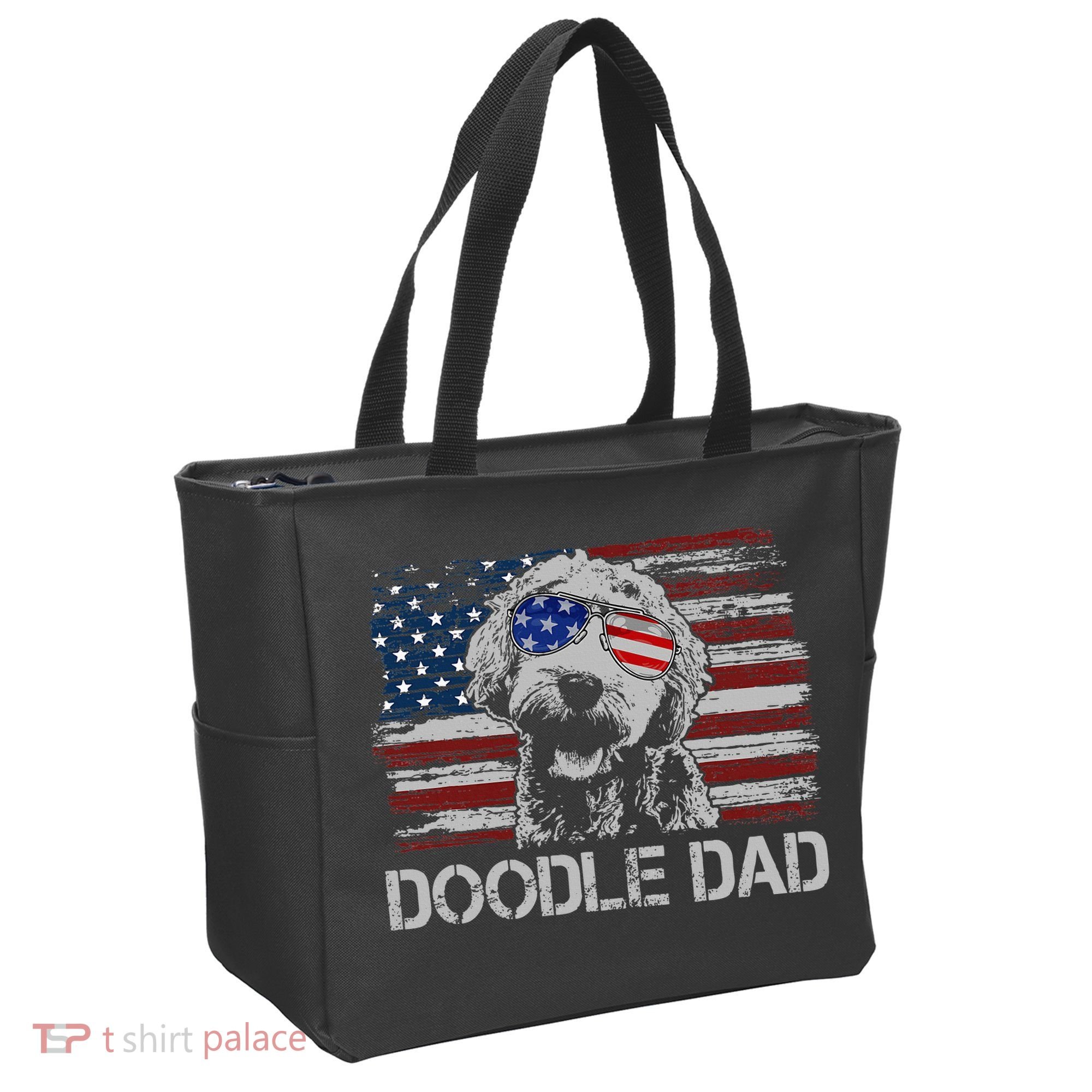Doodle Dad Goldendoodle Dog American Flag 4th Of July Tote Bag