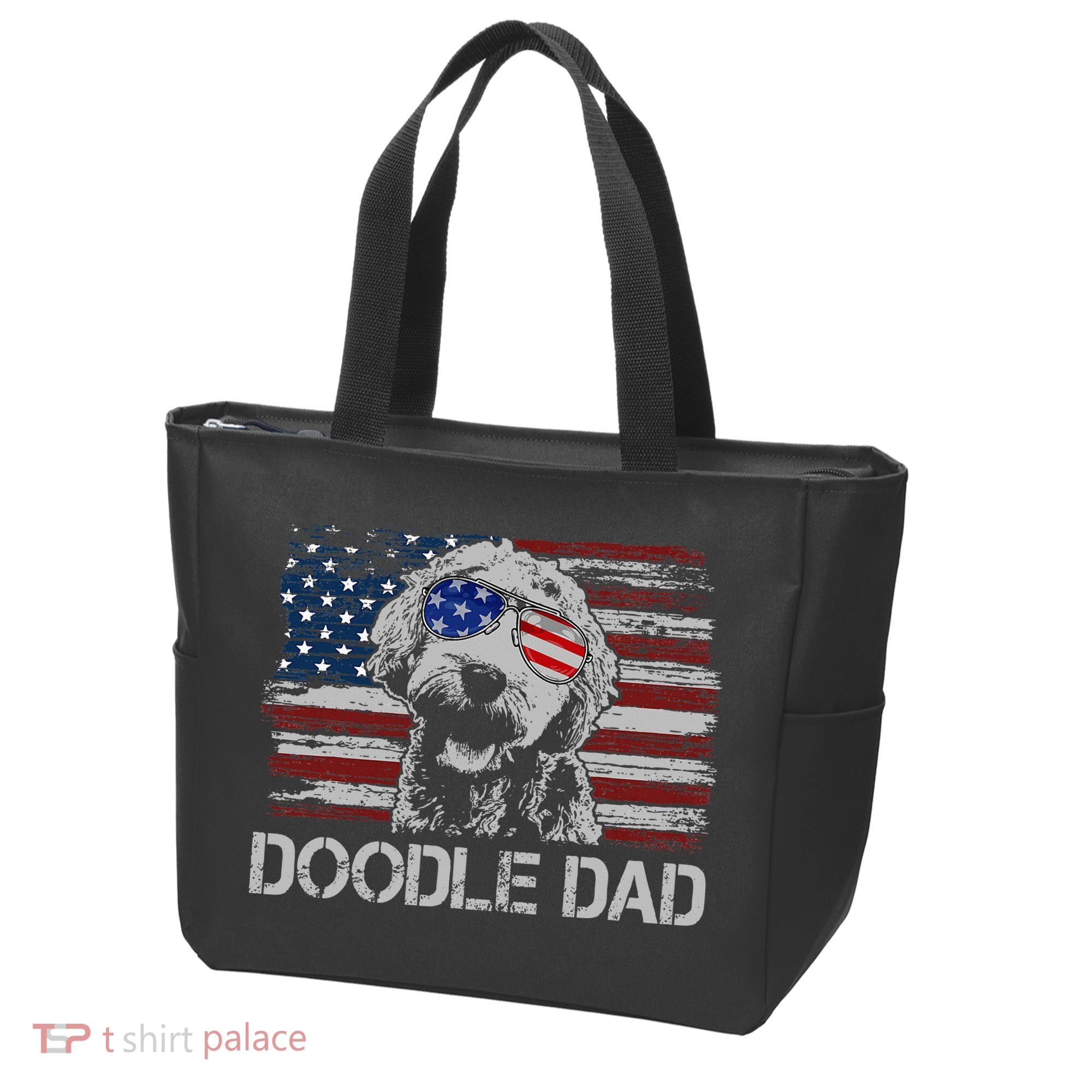 Doodle Dad Goldendoodle Dog American Flag 4th Of July Tote Bag