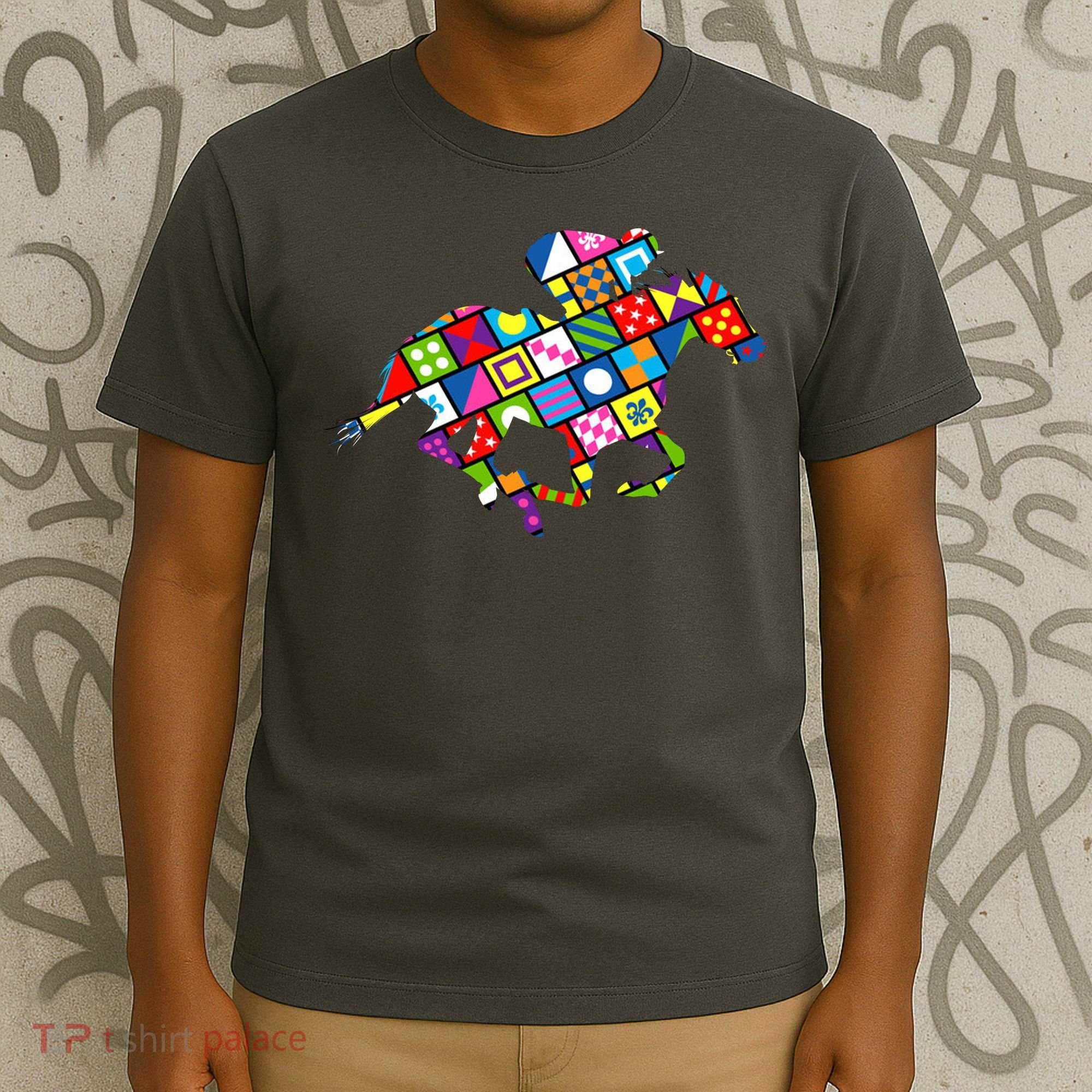 Derby Day Horse Lover Colorful Abstract T-Shirt
