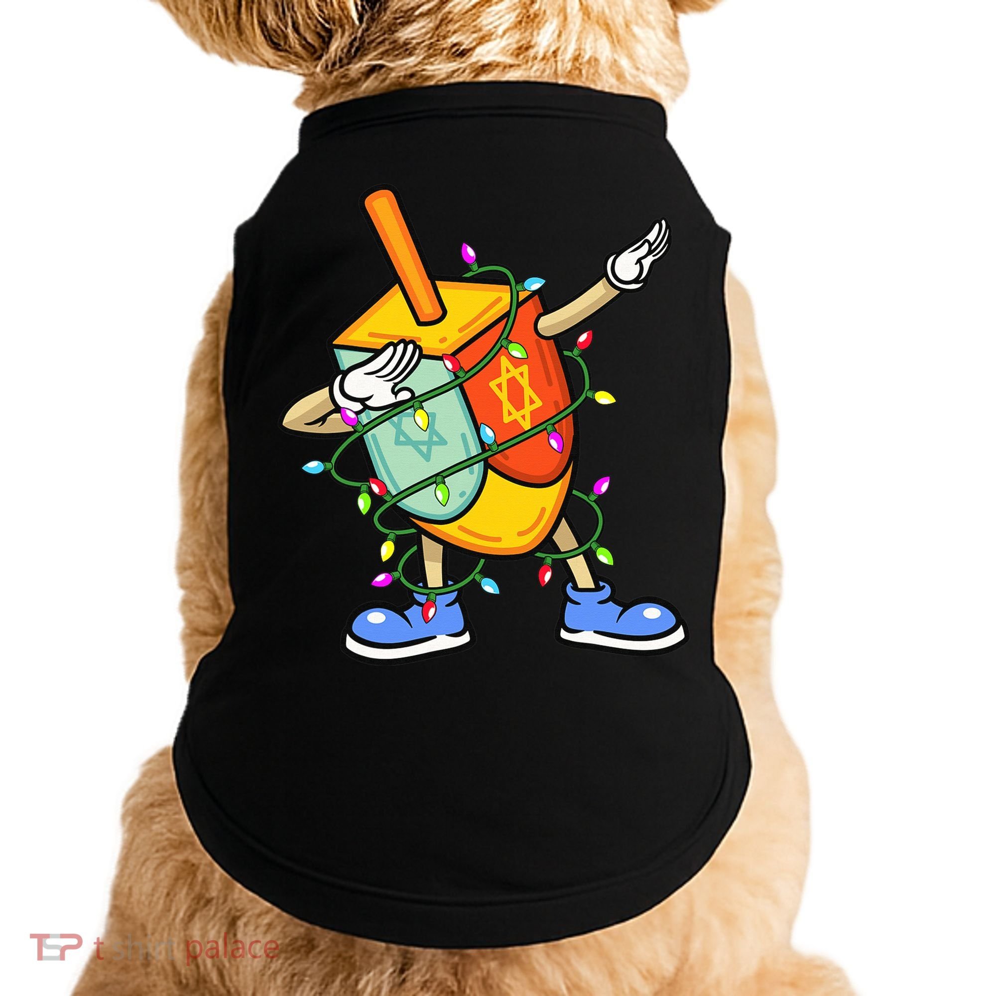 Dabbing Dreidel Hanukkah Christmas Lights Menorah Chanukah  Doggie Tank