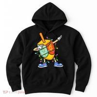 Dabbing Dreidel Hanukkah Christmas Lights Menorah Chanukah  Hoodie thumb 0