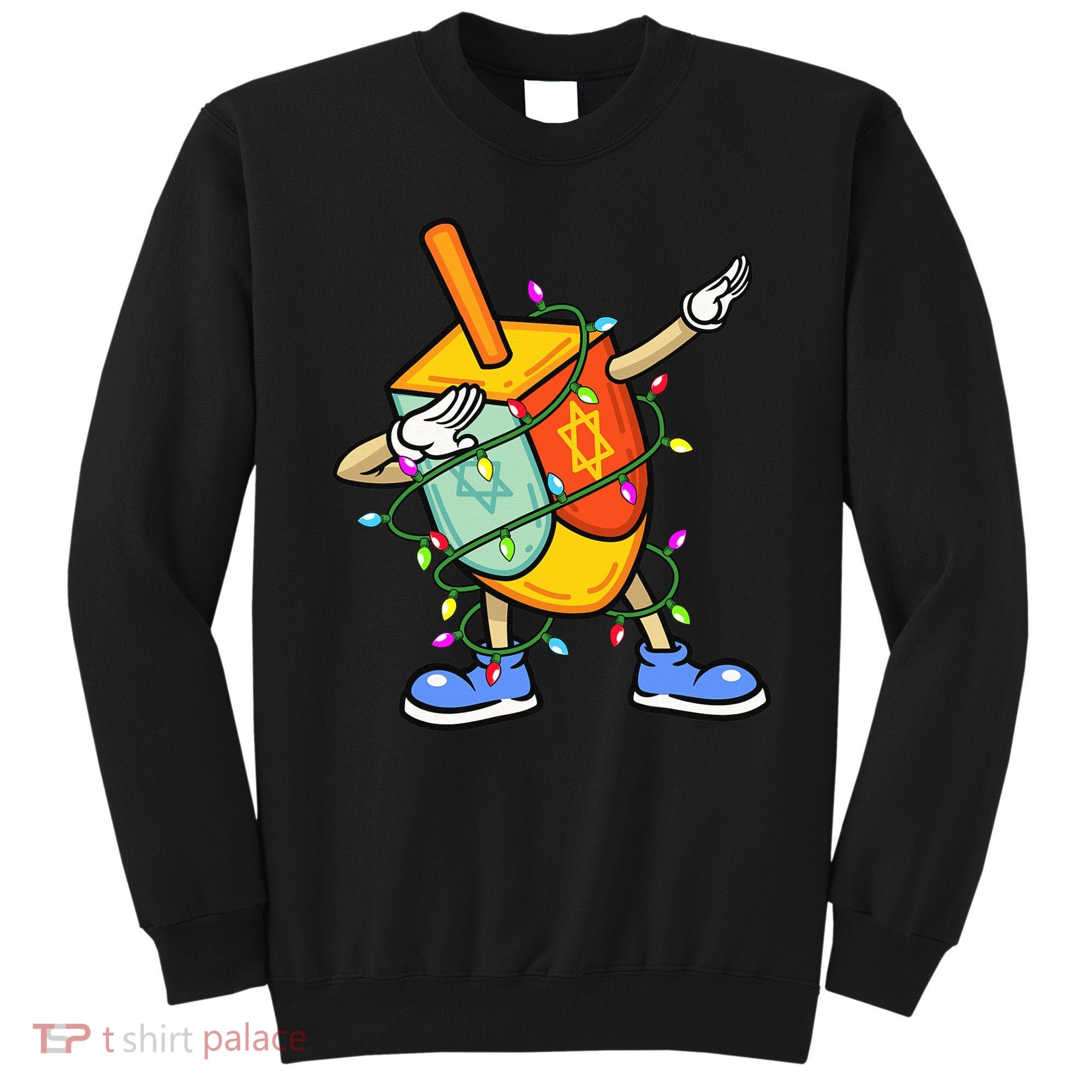 Dabbing Dreidel Hanukkah Christmas Lights Menorah Chanukah  Sweatshirt