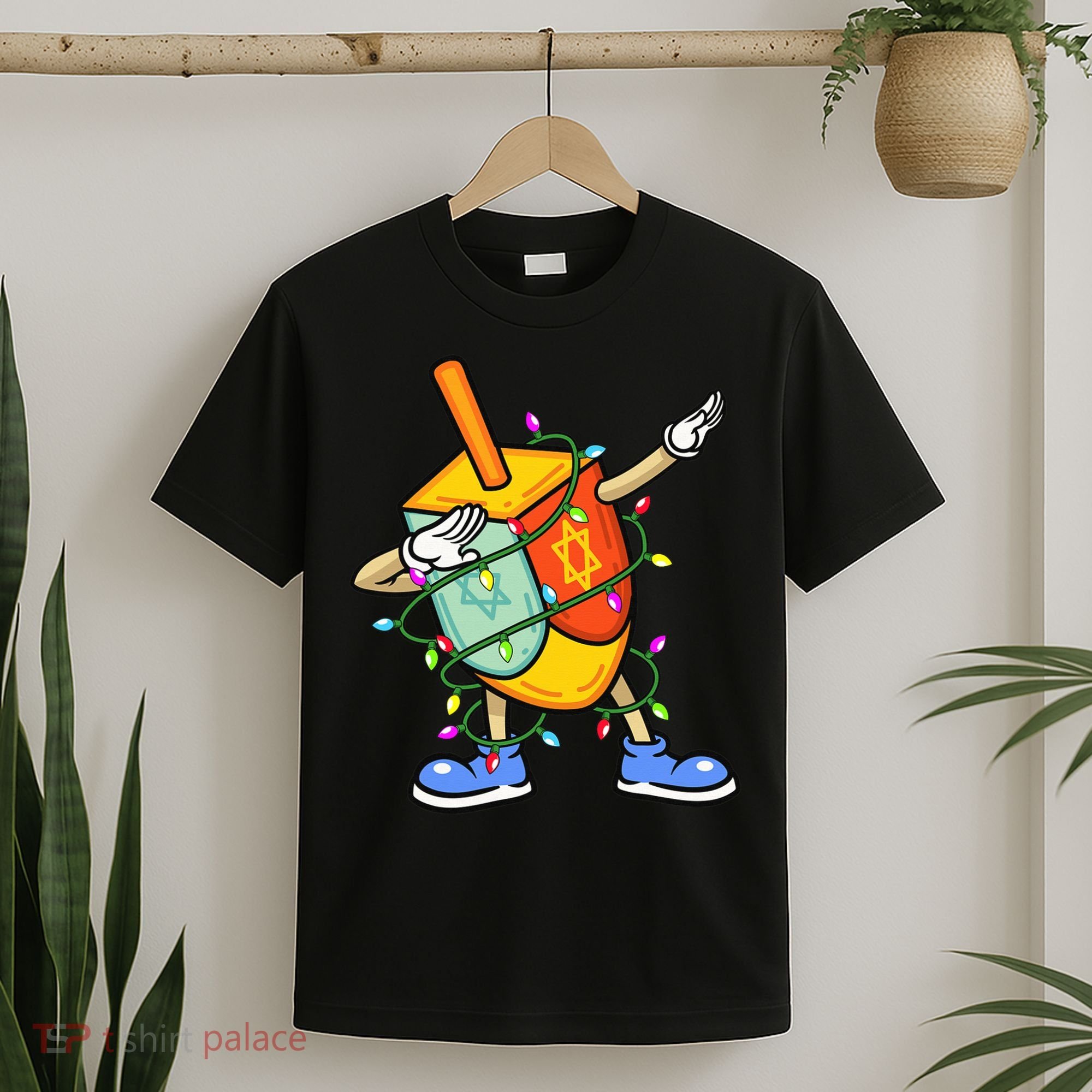 Dabbing Dreidel Hanukkah Christmas Lights Menorah Chanukah  T-Shirt