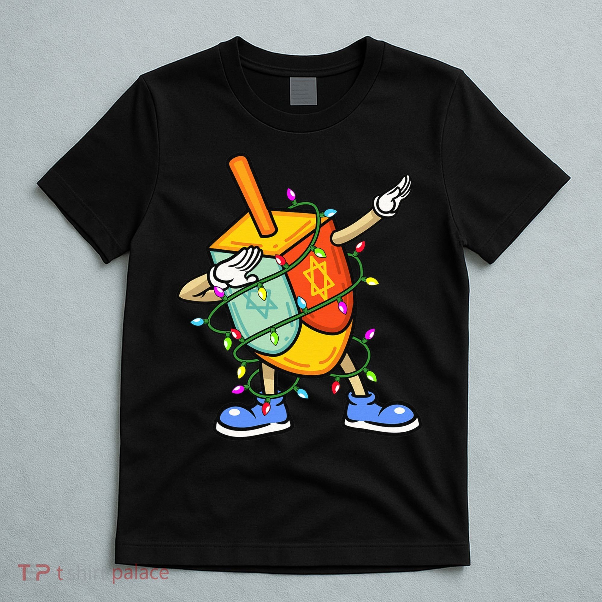 Dabbing Dreidel Hanukkah Christmas Lights Menorah Chanukah  T-Shirt