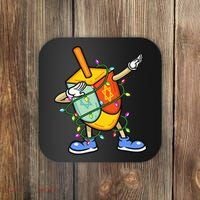 Dabbing Dreidel Hanukkah Christmas Lights Menorah Chanukah  Coaster thumb 0
