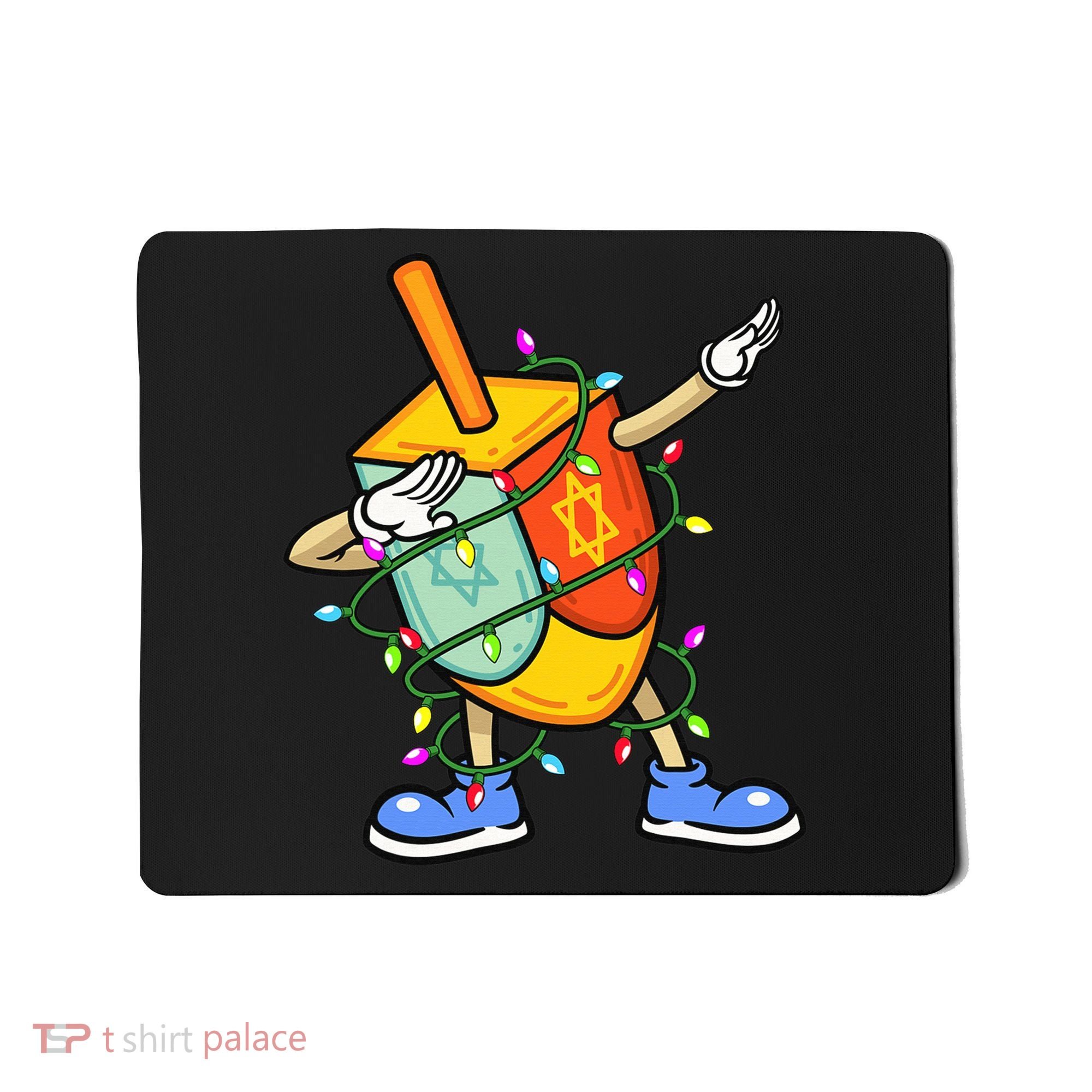 Dabbing Dreidel Hanukkah Christmas Lights Menorah Chanukah  Mousepad
