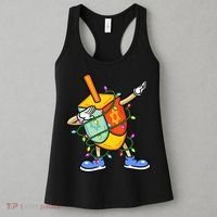 Dabbing Dreidel Hanukkah Christmas Lights Menorah Chanukah  Women's Tank Top thumb 3