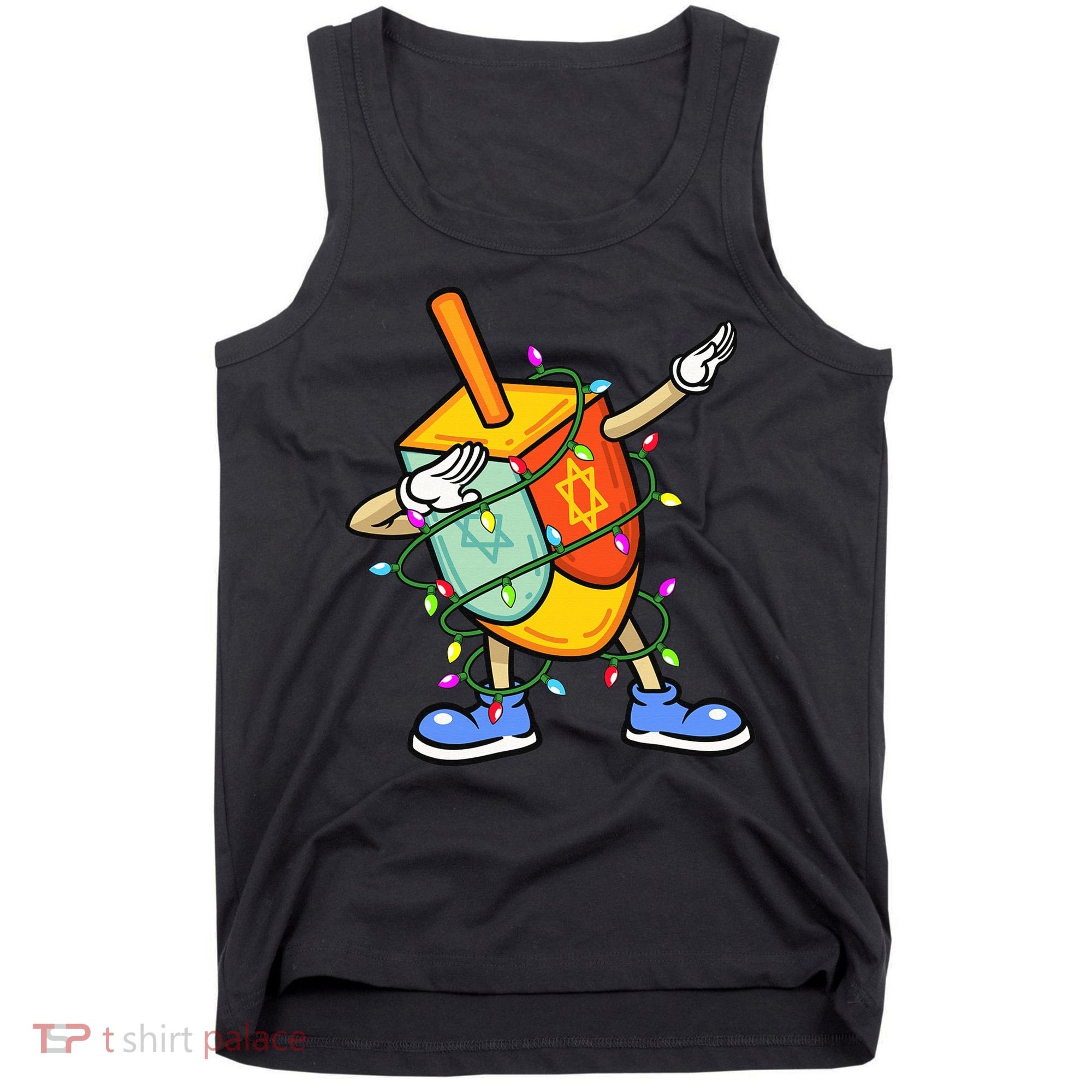 Dabbing Dreidel Hanukkah Christmas Lights Menorah Chanukah  Tank Top