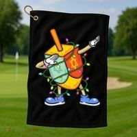 Dabbing Dreidel Hanukkah Christmas Lights Menorah Chanukah  Golf Towel thumb 1