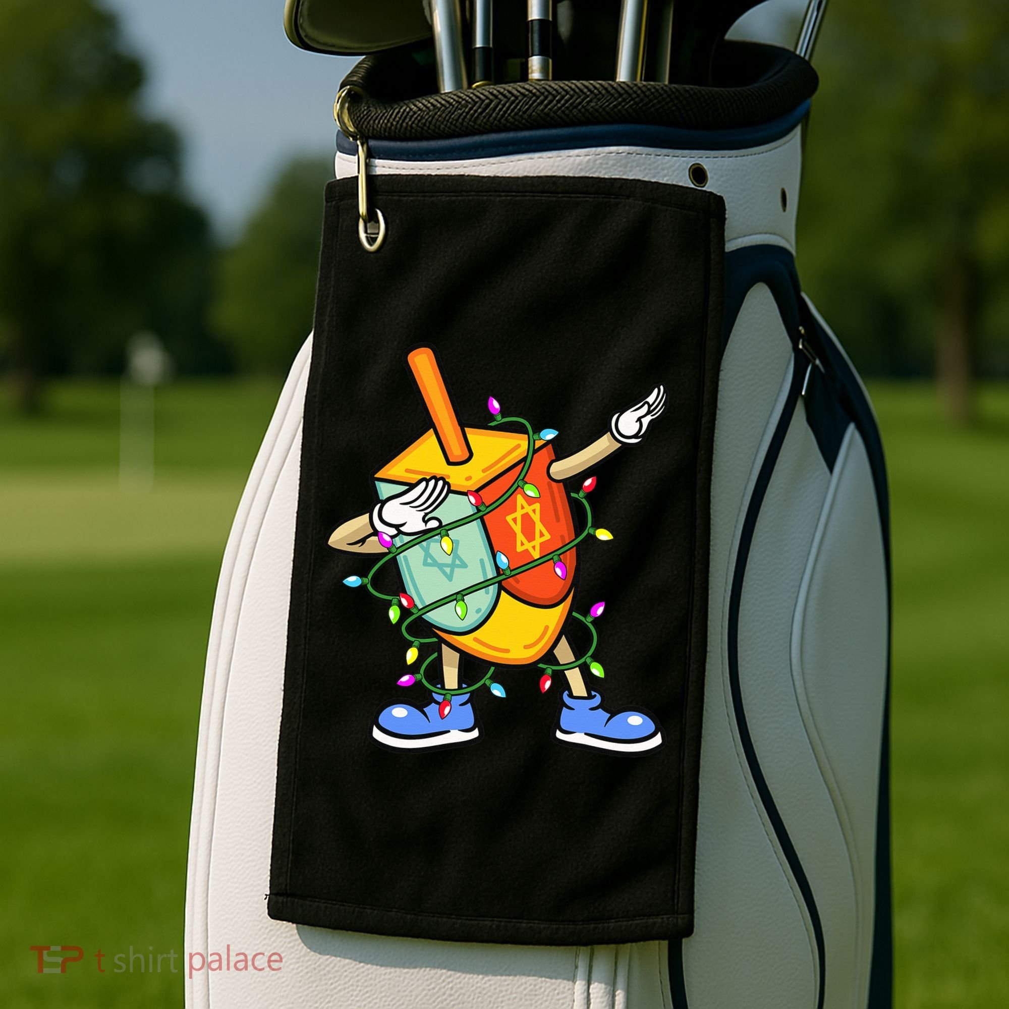 Dabbing Dreidel Hanukkah Christmas Lights Menorah Chanukah  Golf Towel