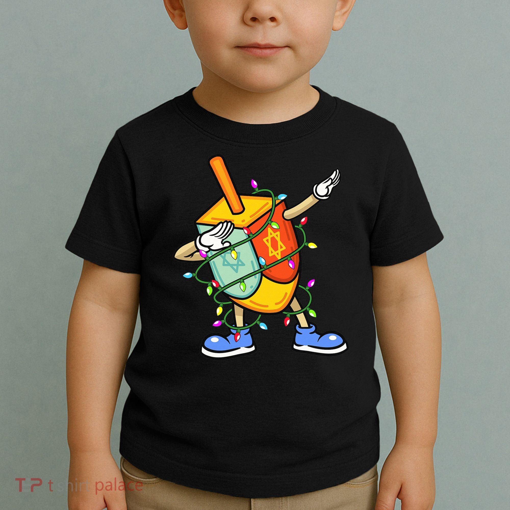 Dabbing Dreidel Hanukkah Christmas Lights Menorah Chanukah  Toddler T-Shirt