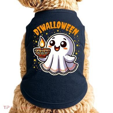 Diwalloween Diwali Halloween Fun Boo Ghost Lantern Deepavali Doggie Tank