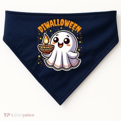 Diwalloween Diwali Halloween Fun Boo Ghost Lantern Deepavali USA-Made Doggie Bandana
