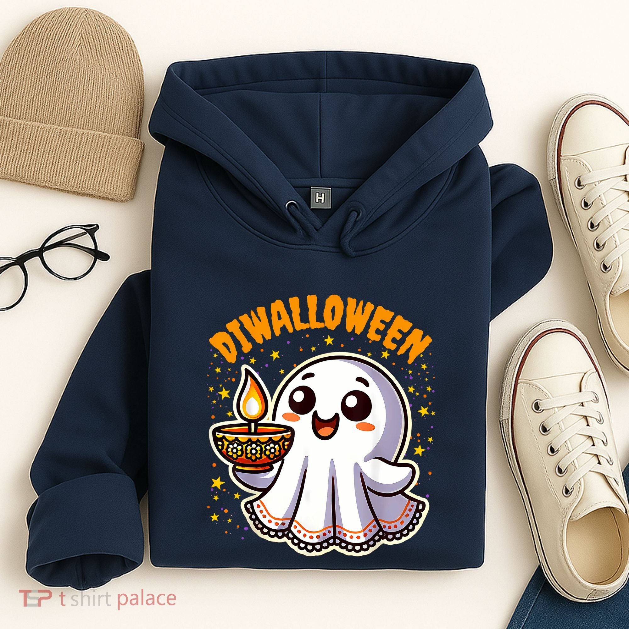 Diwalloween Diwali Halloween Fun Boo Ghost Lantern Deepavali Hoodie
