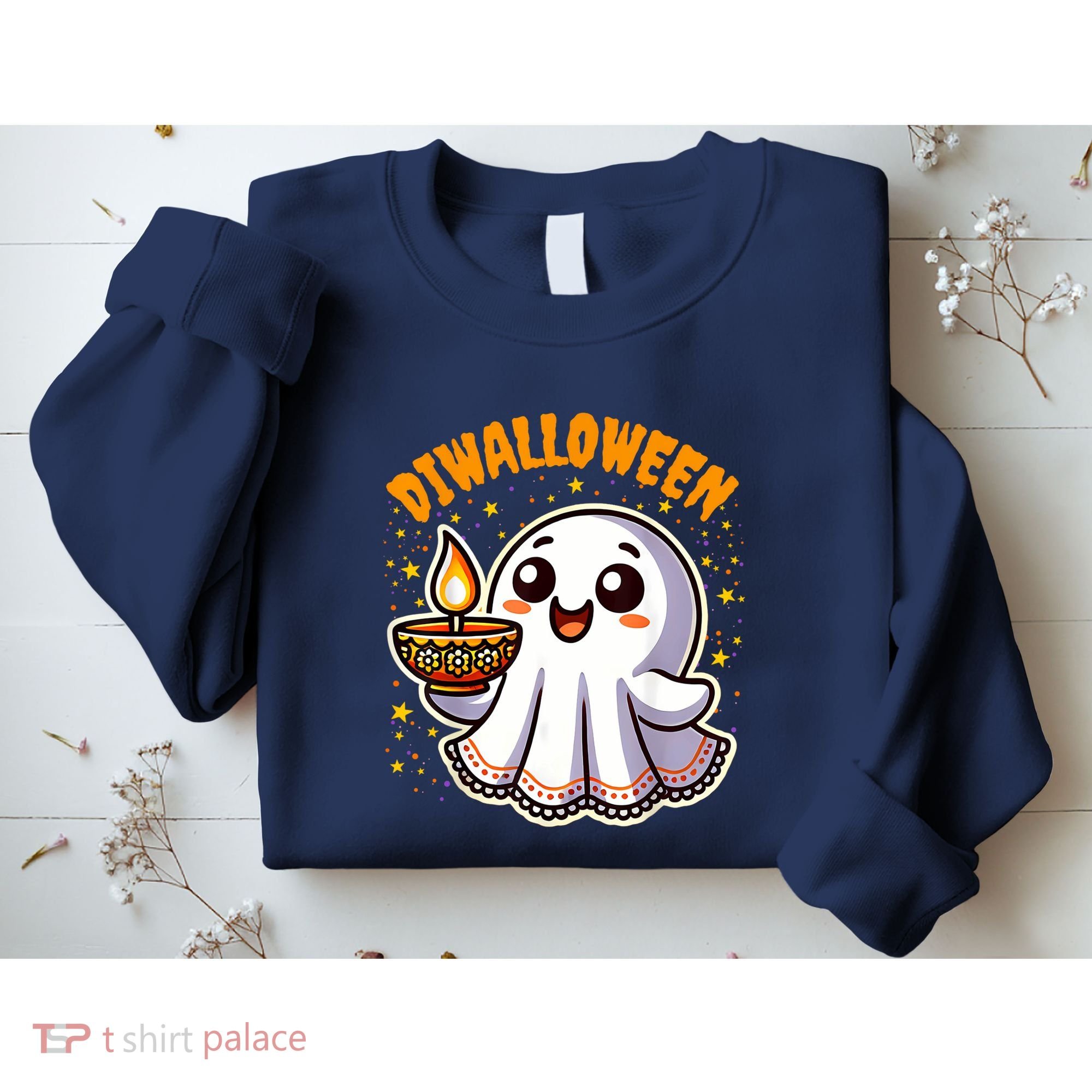 Diwalloween Diwali Halloween Fun Boo Ghost Lantern Deepavali Sweatshirt