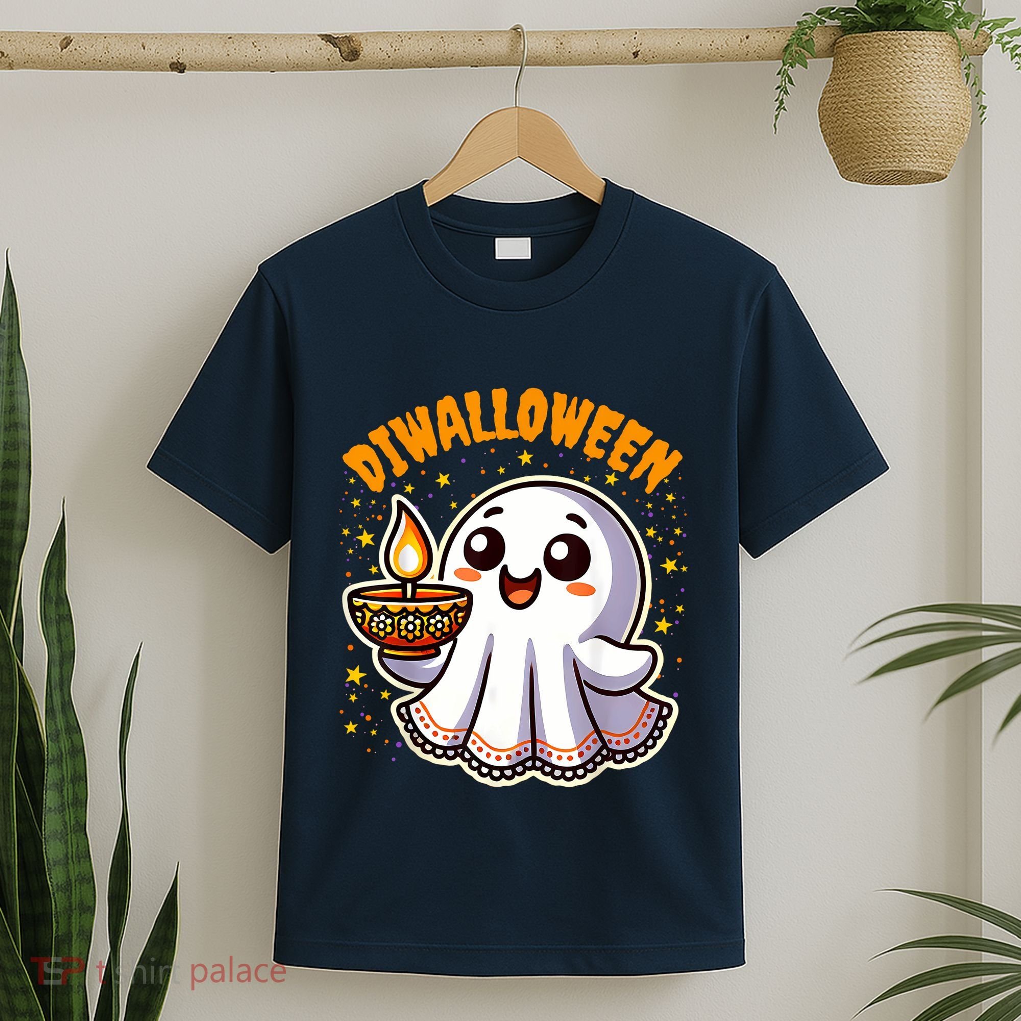 Diwalloween Diwali Halloween Fun Boo Ghost Lantern Deepavali T-Shirt